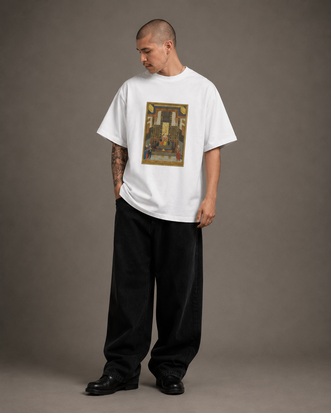 Oversized T-Shirt | "Courtly Embrace — Persian Miniature"