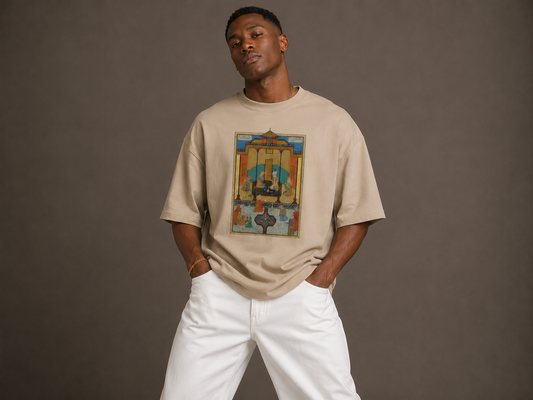 Oversized Drop-Shoulder T-Shirt | "The Golden Banquet "